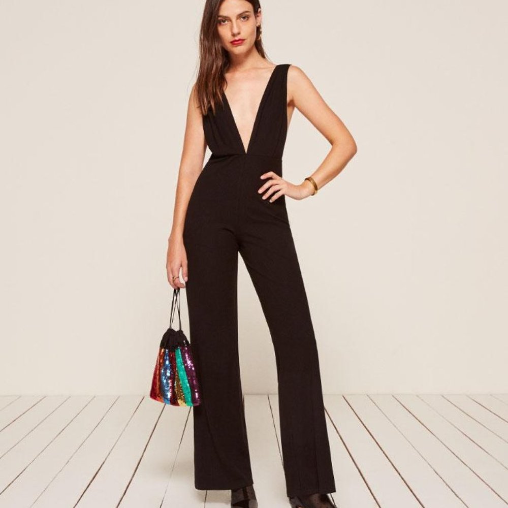 Reformation Vice Jumpsuit in Black Size XS